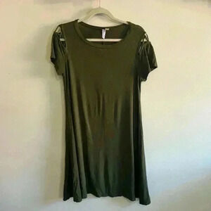 Alya Olive Short Sleeve Shift Dress